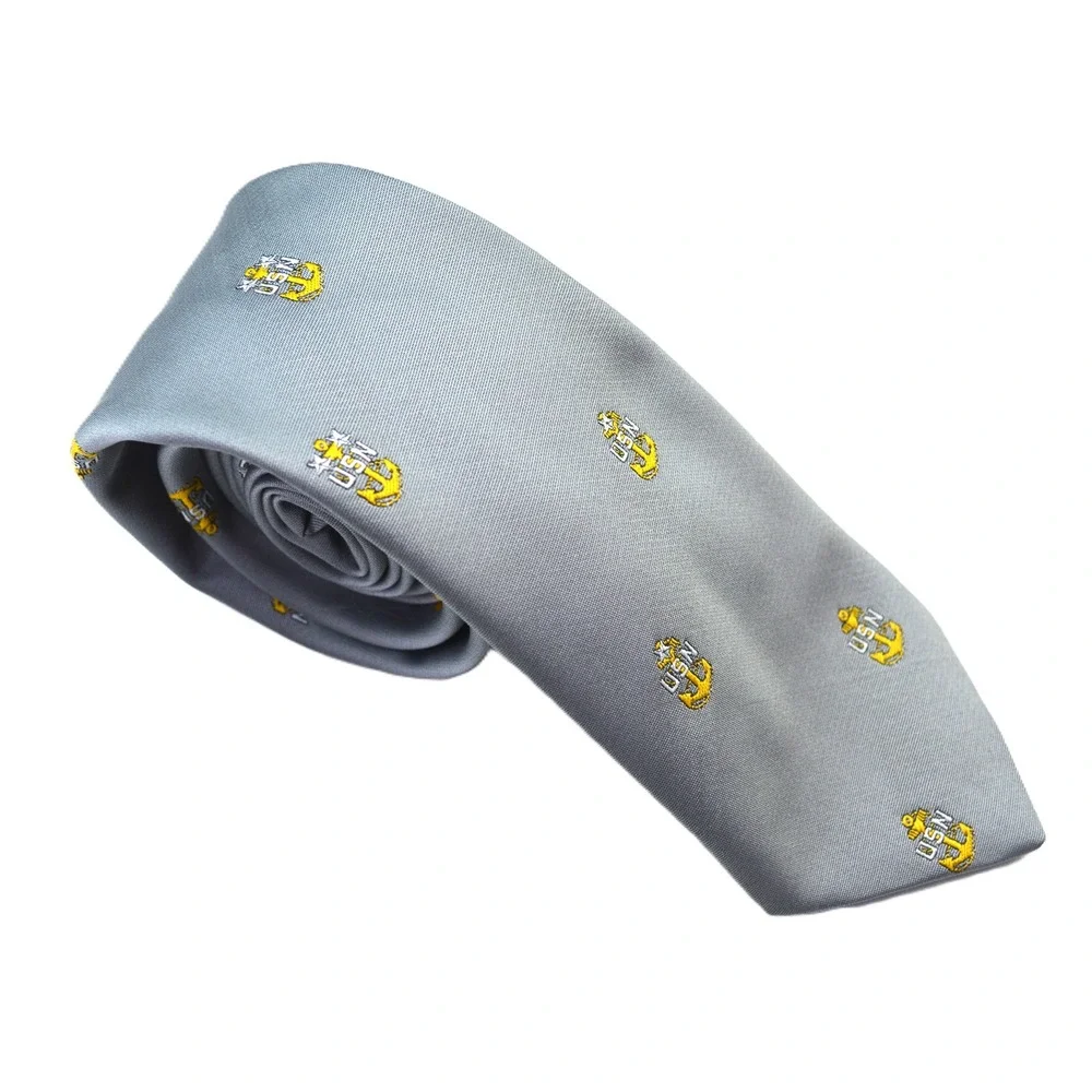 Alec Brook Collection US Navy USN Anchor Gray Polyester Necktie 01-402-5671